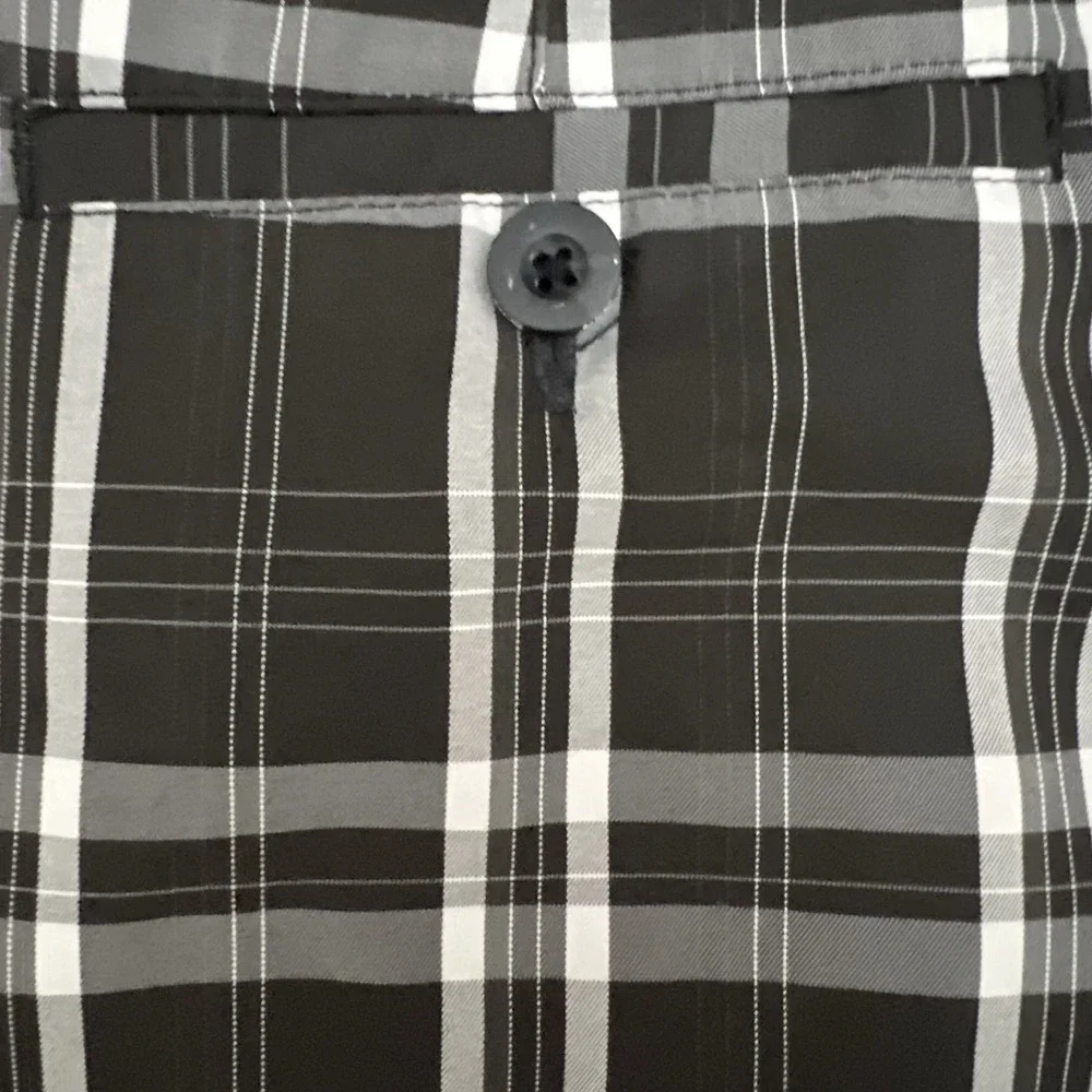 BCG Mens Plaid Performance‎ Golf Shorts Black White Grey Size 42 Stretch Active